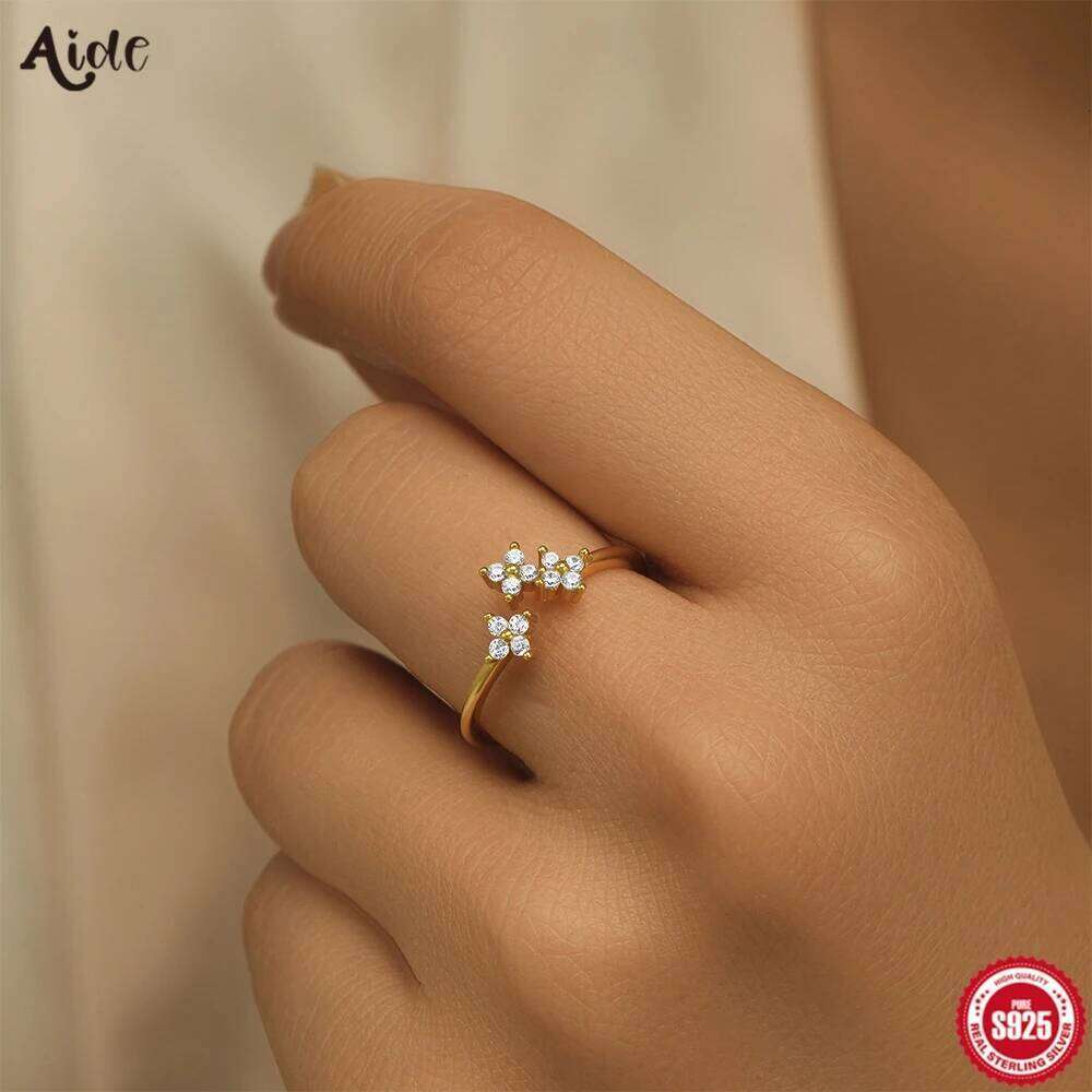 Aide 925 Sterling Silver Boho Zircon For Women Gold Color Vintage Flower Rings Lovers Gifts Necklace Pulsera Fine Jewelry