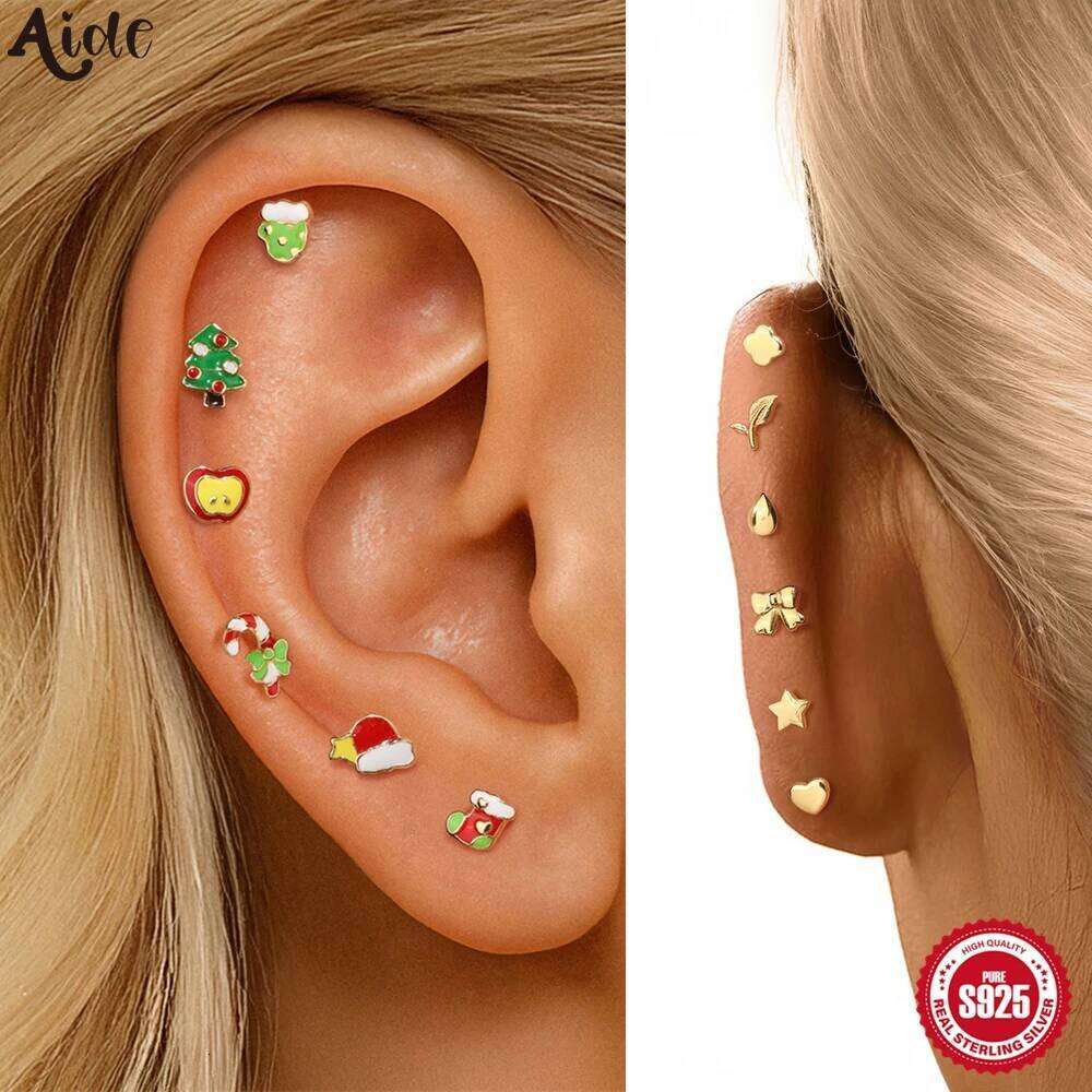 Aide 925 Sterling Silver Tree Stud for Exquisite Christmas Ear Bone Studs DIY Handmake Earrings Accessories