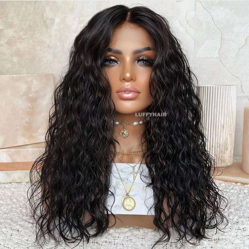 Deep Wave Wigs Malaysian Curly Full Human Hair Wet Wavy Waterwave Glueless Lace Wig for Women