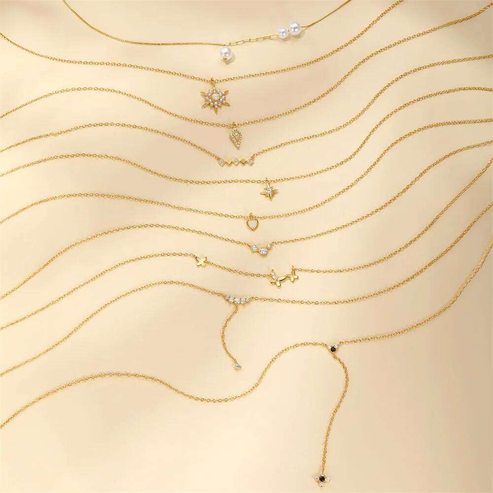 Aide 925 Sterling Silver Minimalista New Design CZ Pendant Necklaces For Women Simple Gift Choker Necks Jewelry Valentine's Day