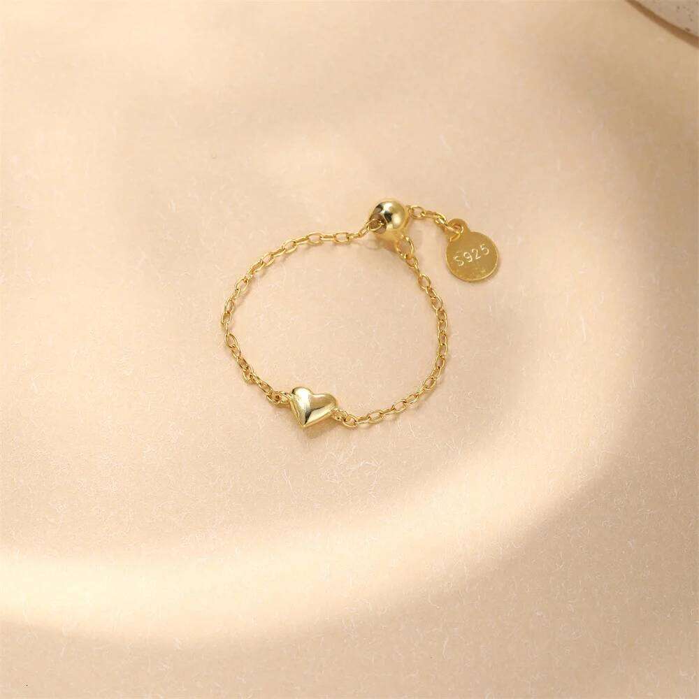 Aide Genuine 925 Sterling Silver Fashion Cute Bowknot Link Chain Rings Adjustable Free Size Rigns For Women Anillos Jewelry