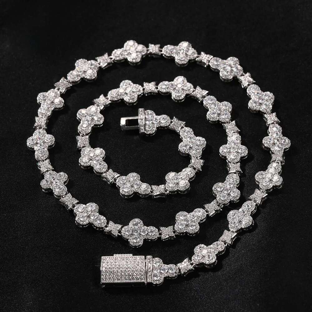 Arrivals New model 2024 Tennis Necklace Moissanite Diamond 925 Sterling Silver 10mm Cross Star Men and women Cuban Link Chain