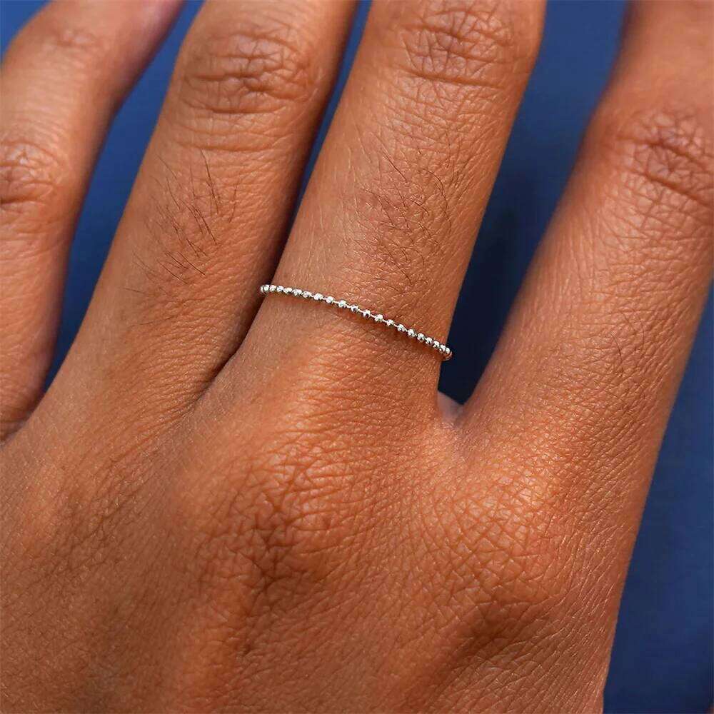 Aide 1pc 925 Sterling Silver Hollow Beading Simple Stackable Rings For Women High Quality Luxury Fine Jewelry Wedding Party Gift
