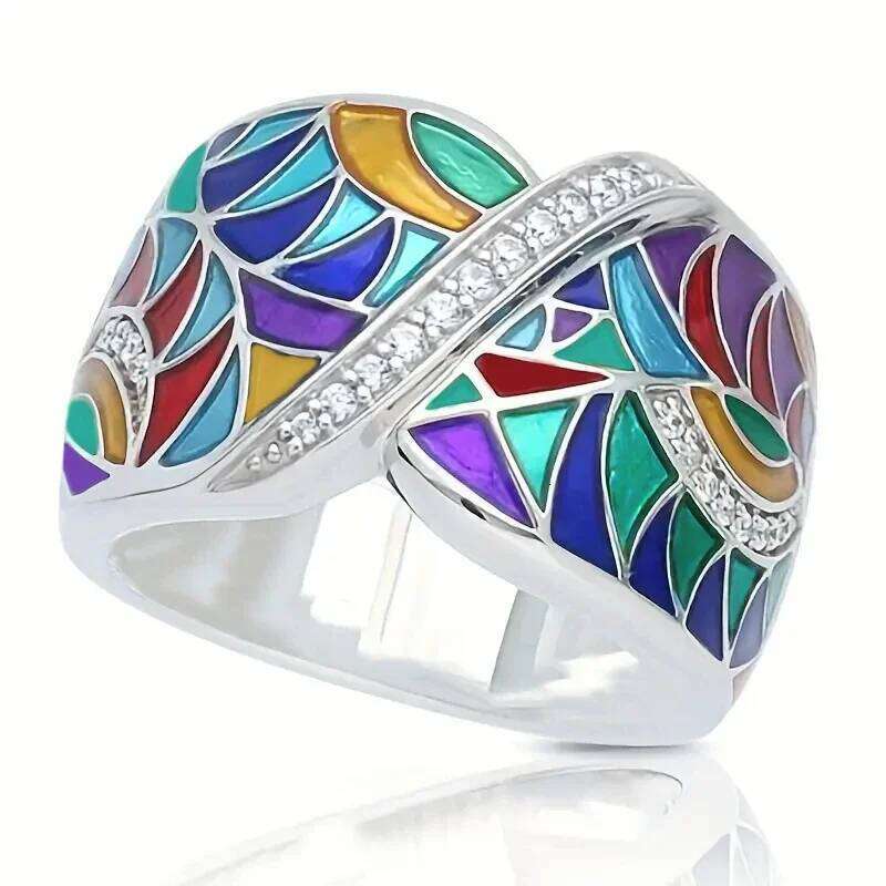 Huitan Novel Colorful Rings for Women Delicate Charming Shiny Finger Accessories Fashion Noble Creative Attractive Party Jewelry