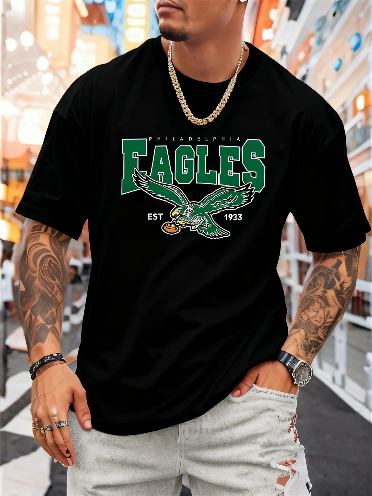 100 Cotton Eagles Graphic Mens T-Shirt Short Sleeve Crew Neck Casual Top for Summer and Spring Mens Clothing 251231