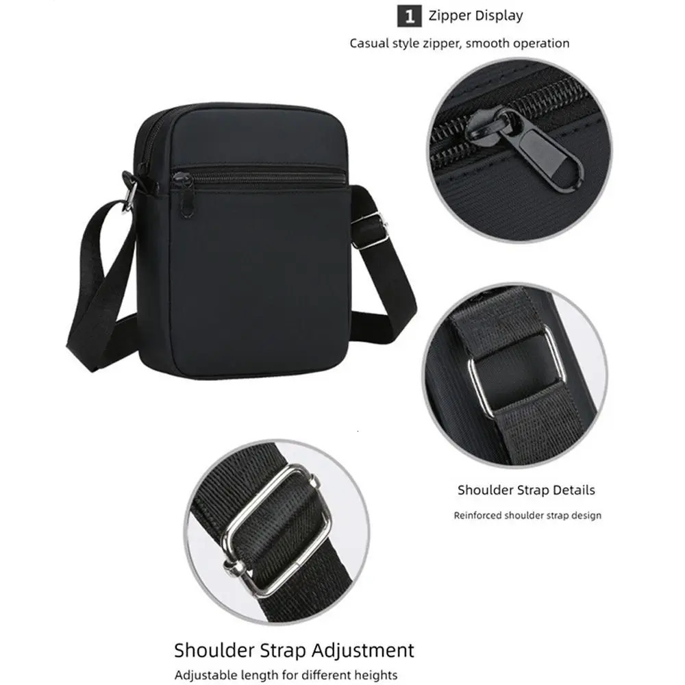 Fashion PU Shoulder Bag Waterproof Black Mobile Phone Bag Multiple Compartments Adjustable Mini Sports Bag for Men 251230