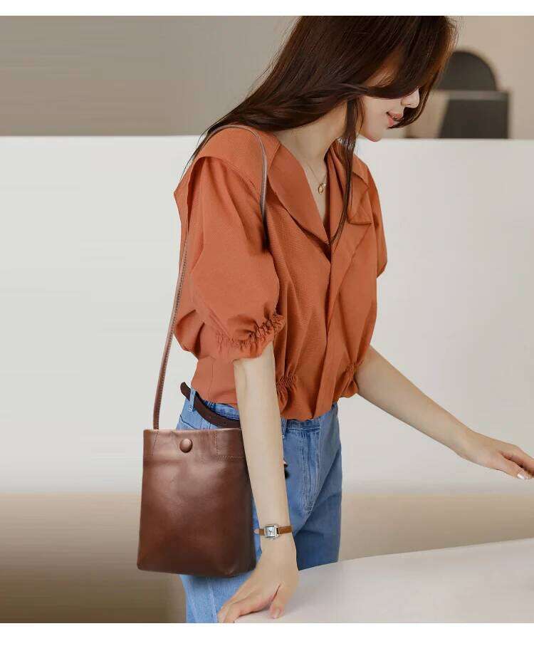 Angel Kiss 100% Genuine Leather Shoulder Women Crossbody Purse Top Layer Plant Tanned Cowhide Phone Luxury Vertical Soft Bag