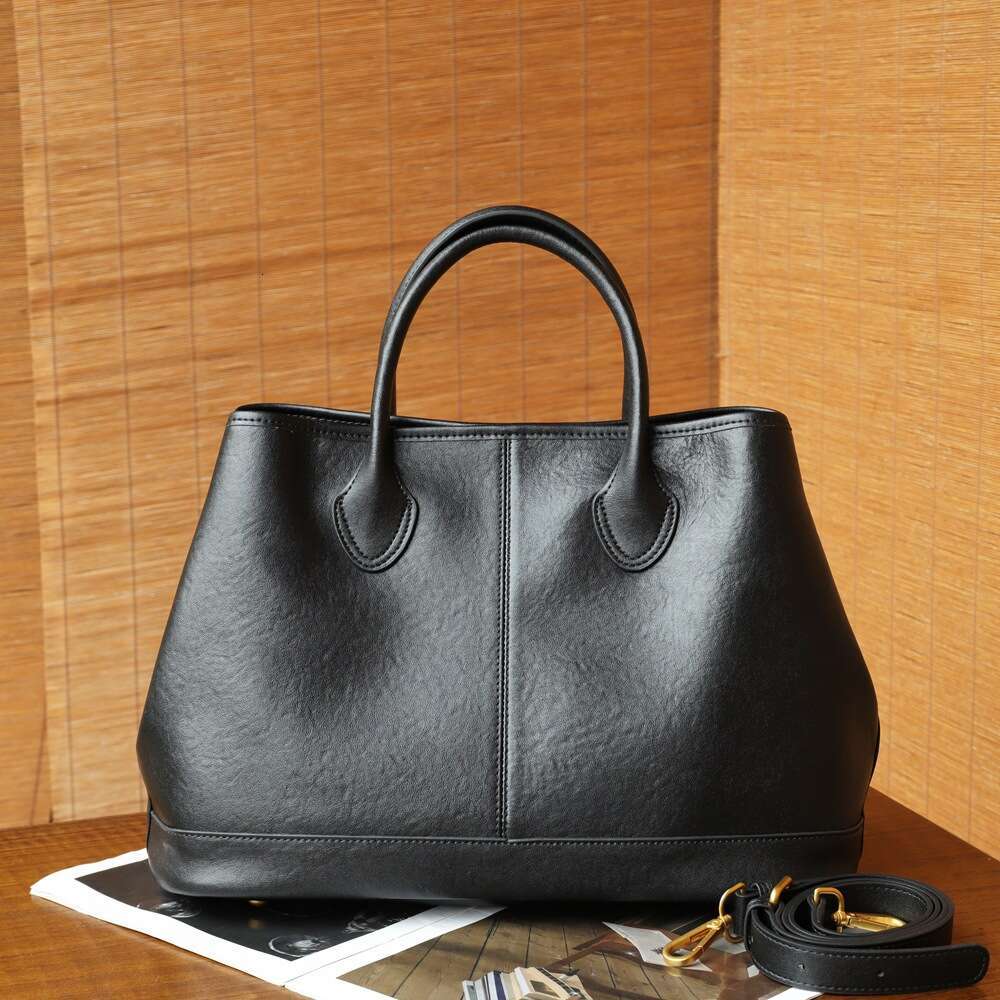 Luxury shoulder bag handbag Hobo top layer crystal vegetable tanned cowhide women's bag new retro crossbody versatile leather large capacity tote