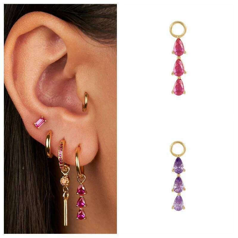 Aide 925 Sterling Silver Charms Colorful Olive Green Water Drop Pendants For DIY Earrings Making Jewelry Accessories