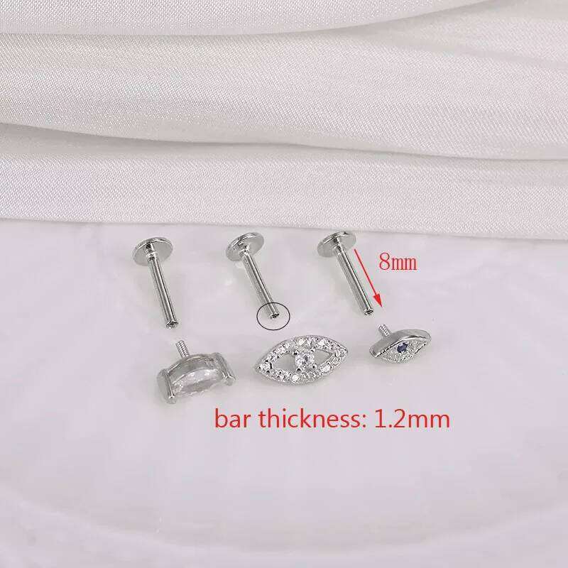 Aide 925 Sterling Silver Zircon Star Flower Tragus Helix Piercing Earrings Women Labret Lip Ring Cartilage Stud Punk Jewelry 1PC