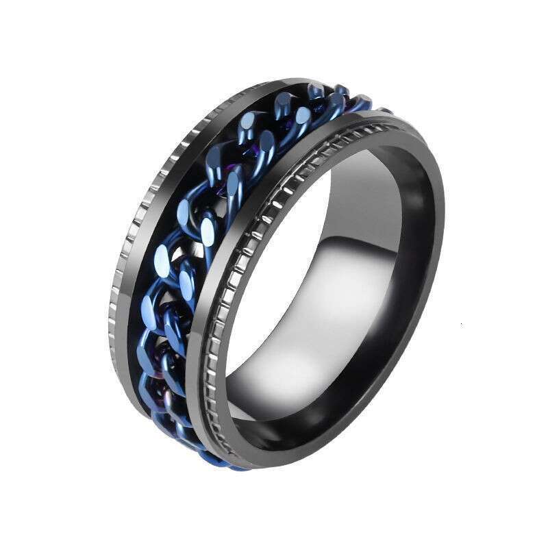Vinatge Punk Band Ring Women and Men Stainless Jewelry Embossed Pattern Rotatable Chain Titanium Steel Mens Bottle Opener Ring