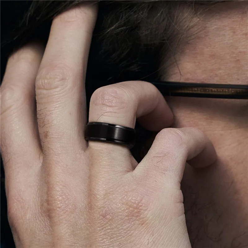 Tigrade 6/8mm Tungsten Carbide Ring Men Black Brushed Fashion Male Wedding Rings Vintage Engagement Band for Couple Unisex Band 251230