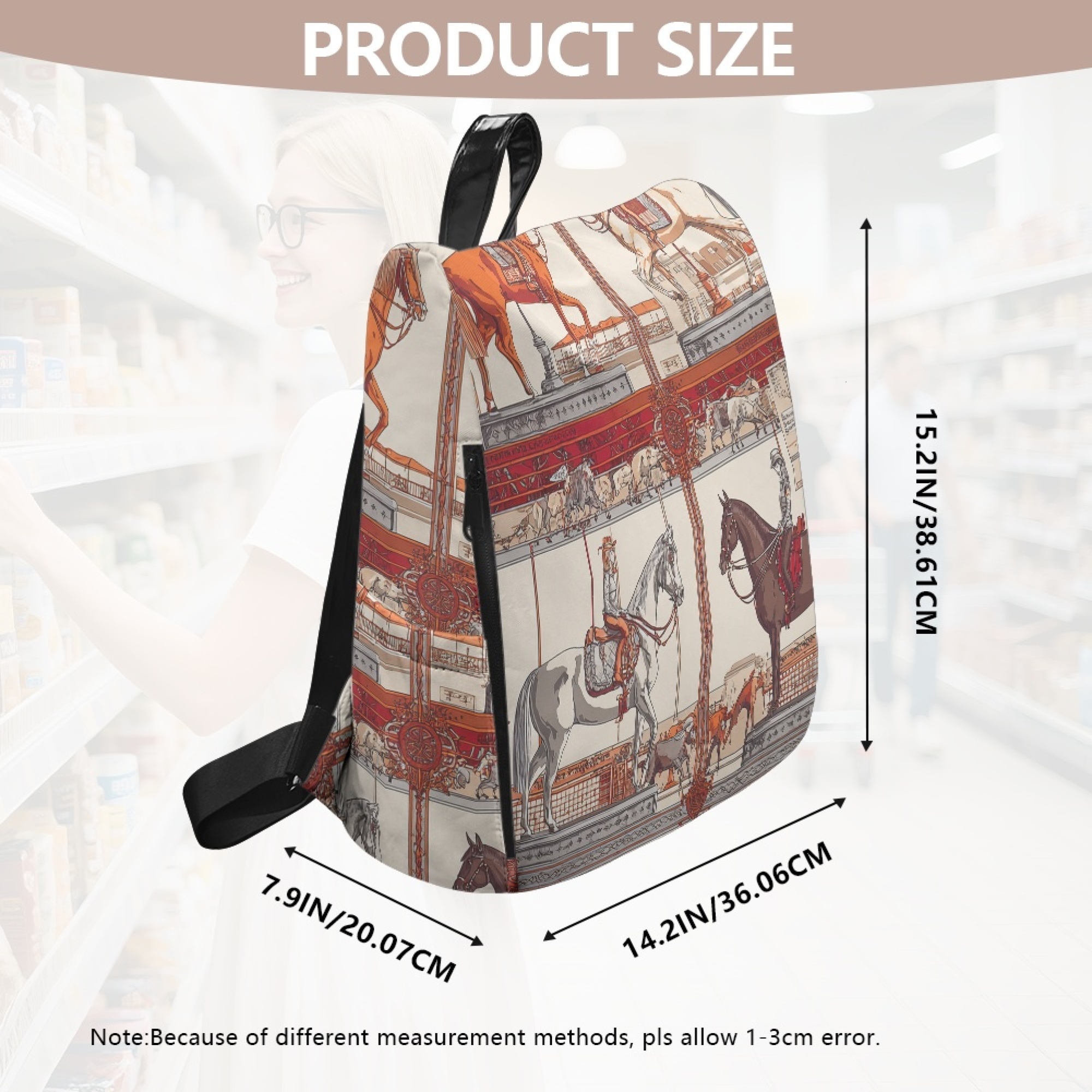 Custom H Designer Fashion Anti Theft Backpack Luxury Horse Pattern Unisex Full Print Backpack Laptop Bag Travel Bag H41