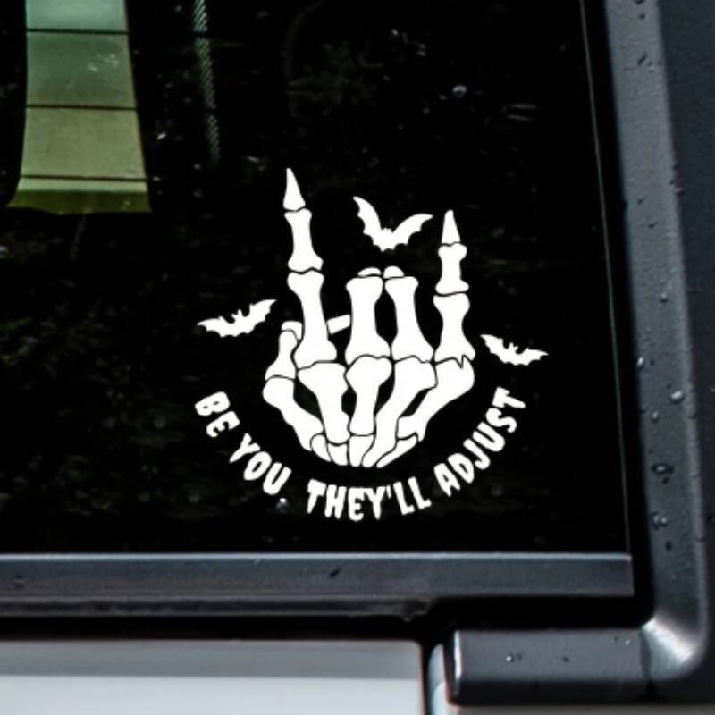 Bestseller Rock On Skeleton Hand Car Stickers for Window Bumper Body Decoration Scratch Covering Auto Accessories Self-adhesive Vinyl Decal ddmycat