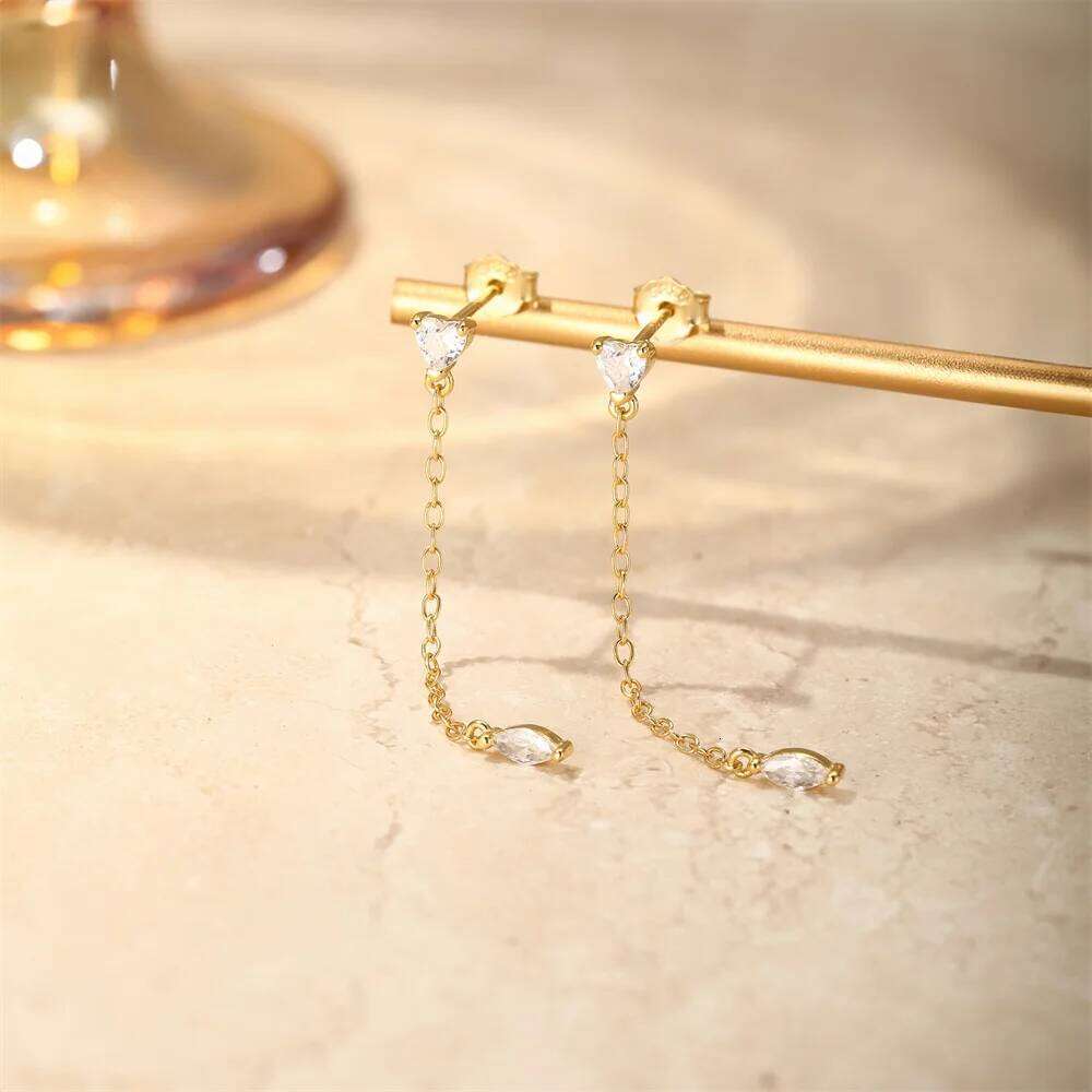 Aide Long Chain Tassel Drop Earrings For Women 925 Sterling Silver Ins Minimalism Zircon Drangle Earring Fine Jewelry Wife Gift