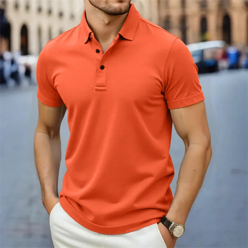 Mens Casual and Fashionable Simple Collared Short Sleeved Polo Shirt Summer Comfortable Breathable and Versatile Top 251230
