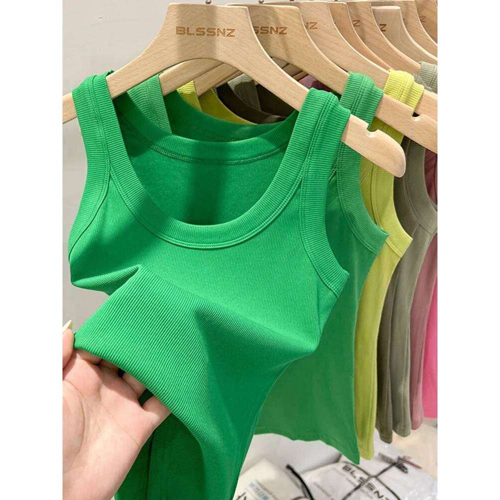 zjaiss Round Ribbed Camisole Women 2026 Summer Basic Elastic O Neck Solid Tank Top