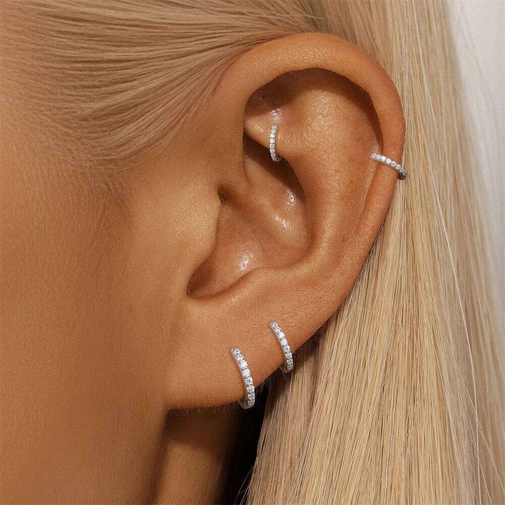 Aide 6/7/8/9mm 1pc Sparkling Moissanite 925 Sterling Silver Classic Shining Circle Hoop Earrings For Women Fine Jewelry