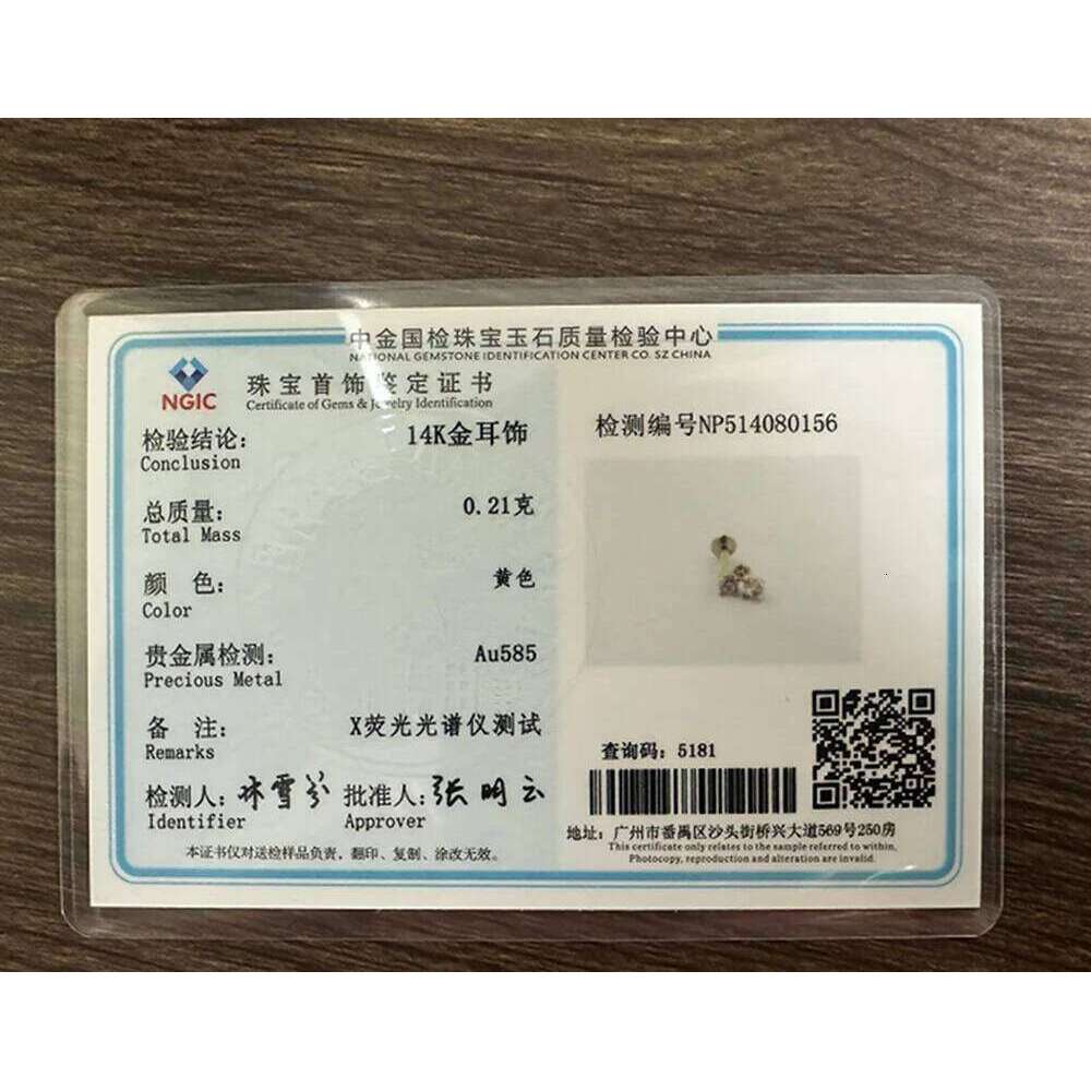 Aide Real 14K Solid Gold Unique Stud Dainty Mini Moon Crystal Earring Simple Minimal Piercing Ear Bone Studs Vintage Jewelry 1pc