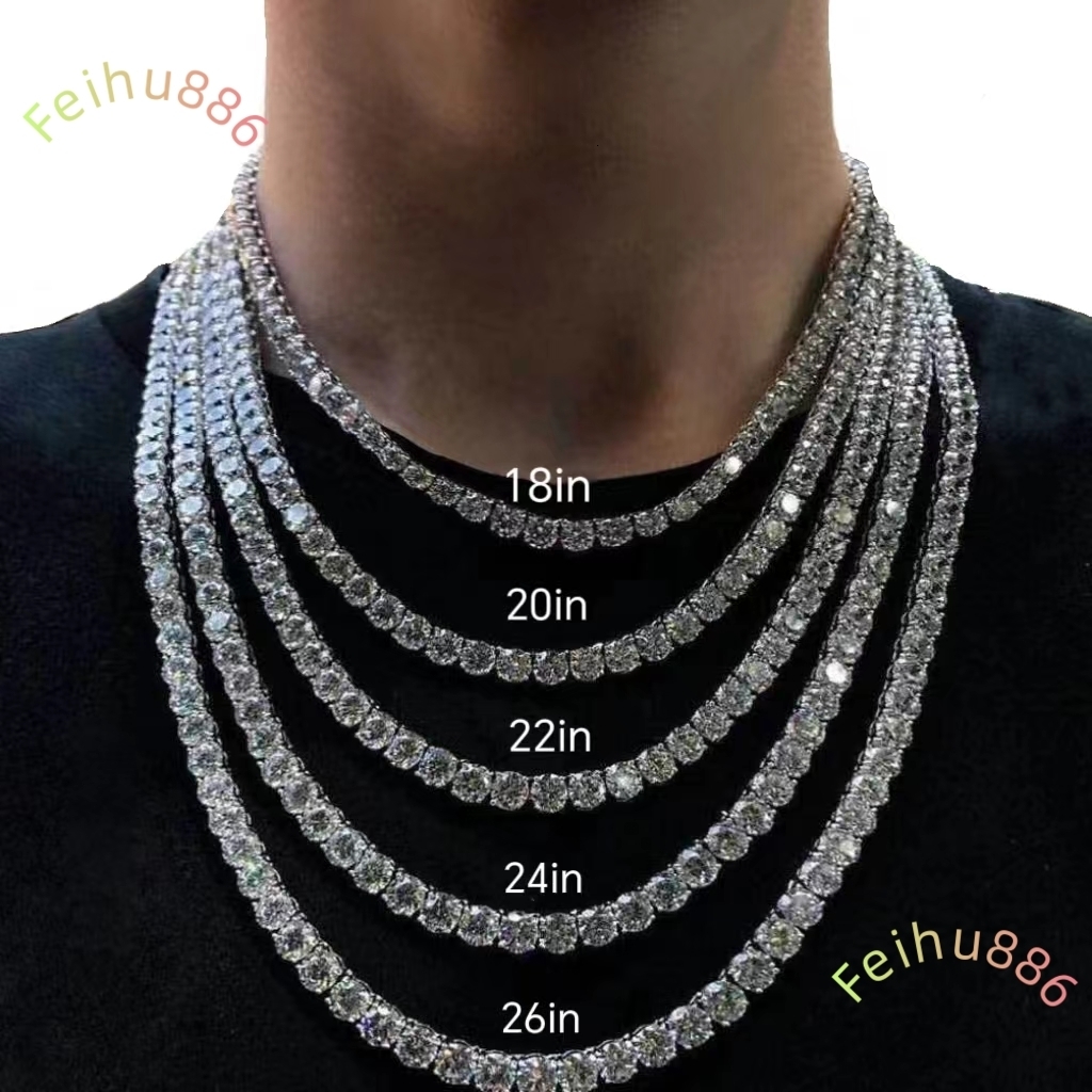 Factory Price 925 Silver Chain Tennis Necklace VVS Moissanite 3mm-6mm Moissanite Jewelry