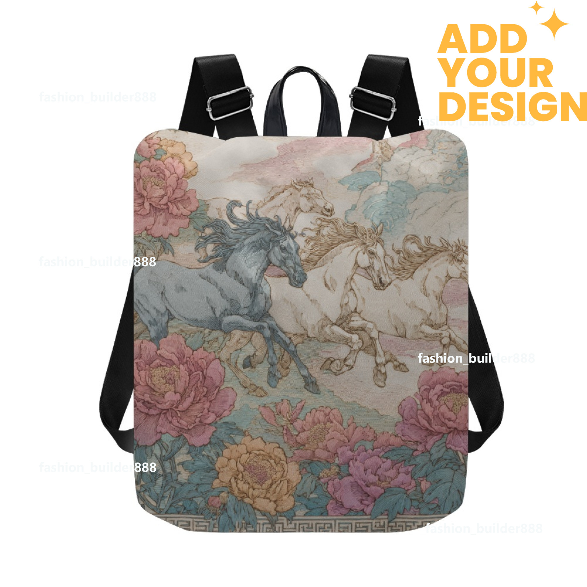 Custom H Designer Fashion Anti Theft Backpack Luxury Horse Pattern Unisex Full Print Backpack Laptop Bag Travel Bag H31