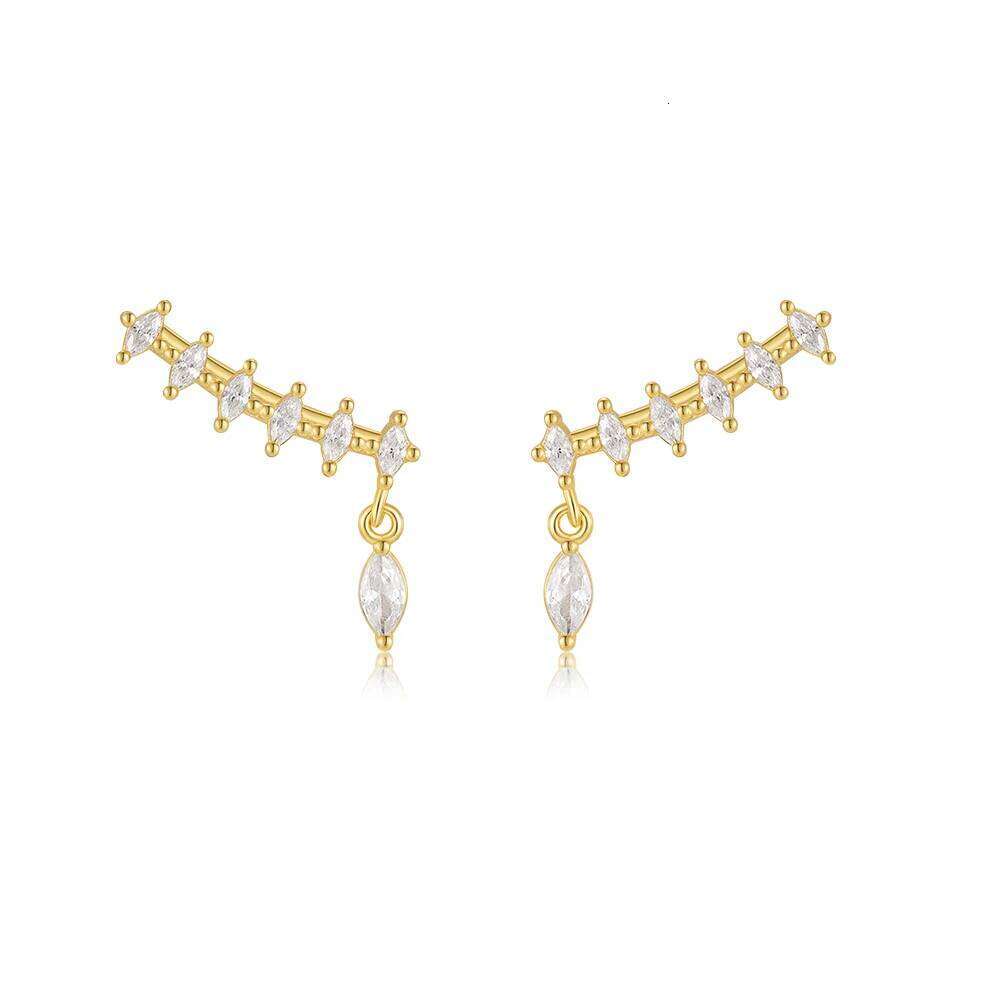 AIDE Dainty Rhombic Cubic Zirconia for Women Exquisite Climber 925 Silver Ear Earrings Newly Designed Trendy Jewelry