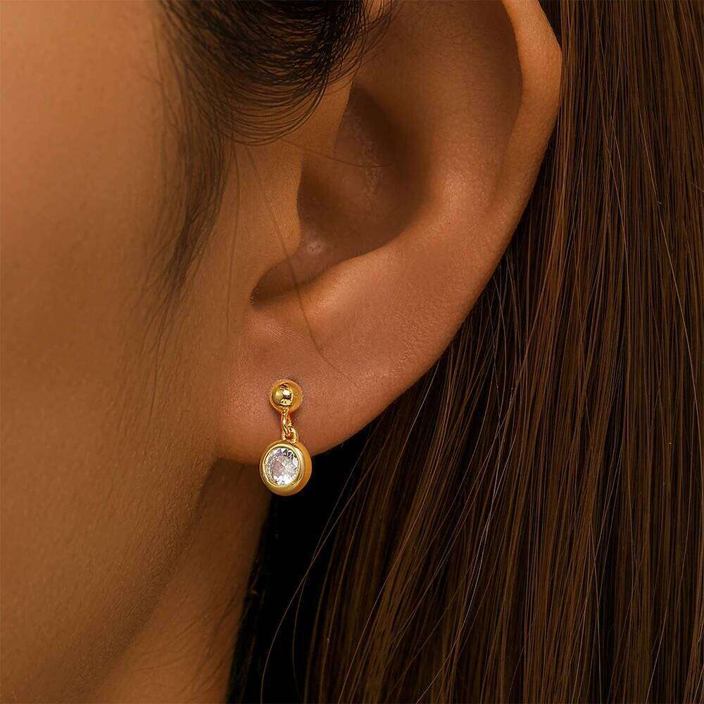 Aide 925 Sterling Silver Asymmetrical Zircon Pendientes Piercing Stud Earrings For Women 18K Gold Simple Elegant Jewelry Gift