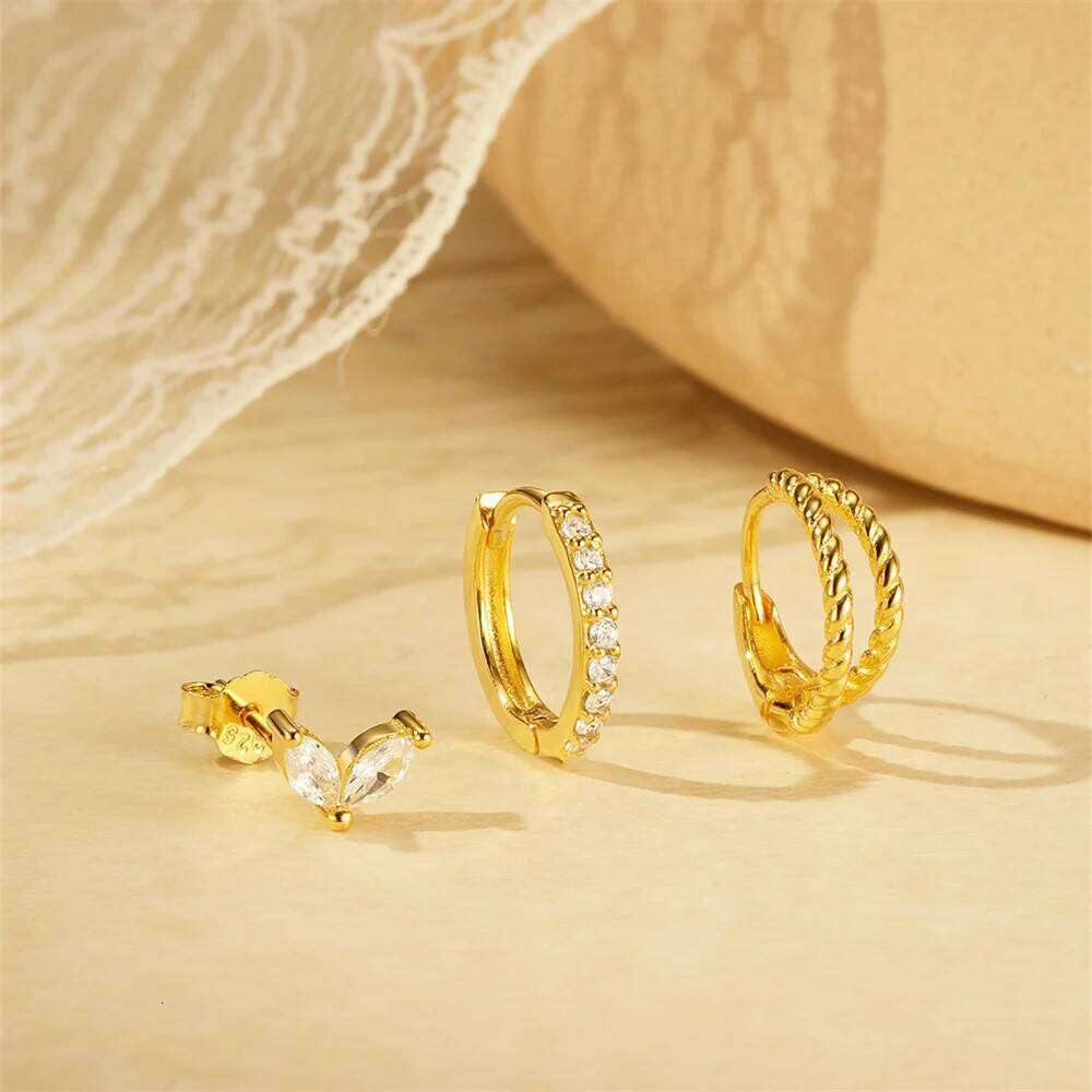 Aide 925 Sterling Silver 3pcs Flower Zircon For Women Jewelry HandMakings Findings DIY Star Earrings Set pendientes