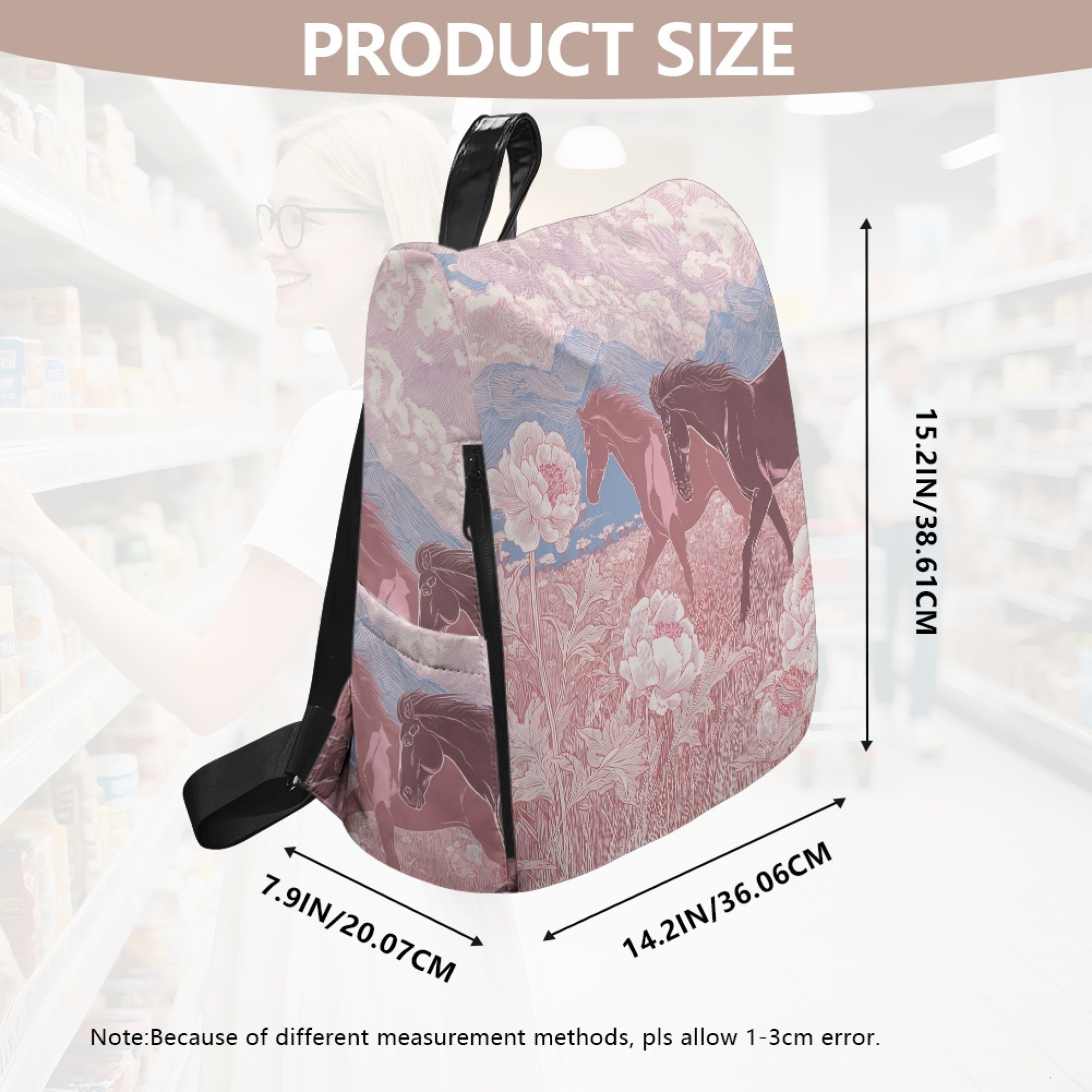 Custom H Designer Fashion Anti Theft Backpack Luxury Horse Pattern Unisex Full Print Backpack Laptop Bag Travel Bag H38