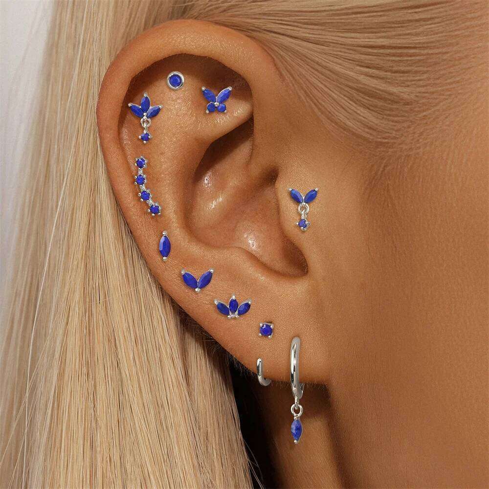 Aide Plata 100% 925 Sterling Silver Stud Earrings For Women Mini Cute Natural Lazurite Flat Head Piercing Pendientes Jewelry 1pc