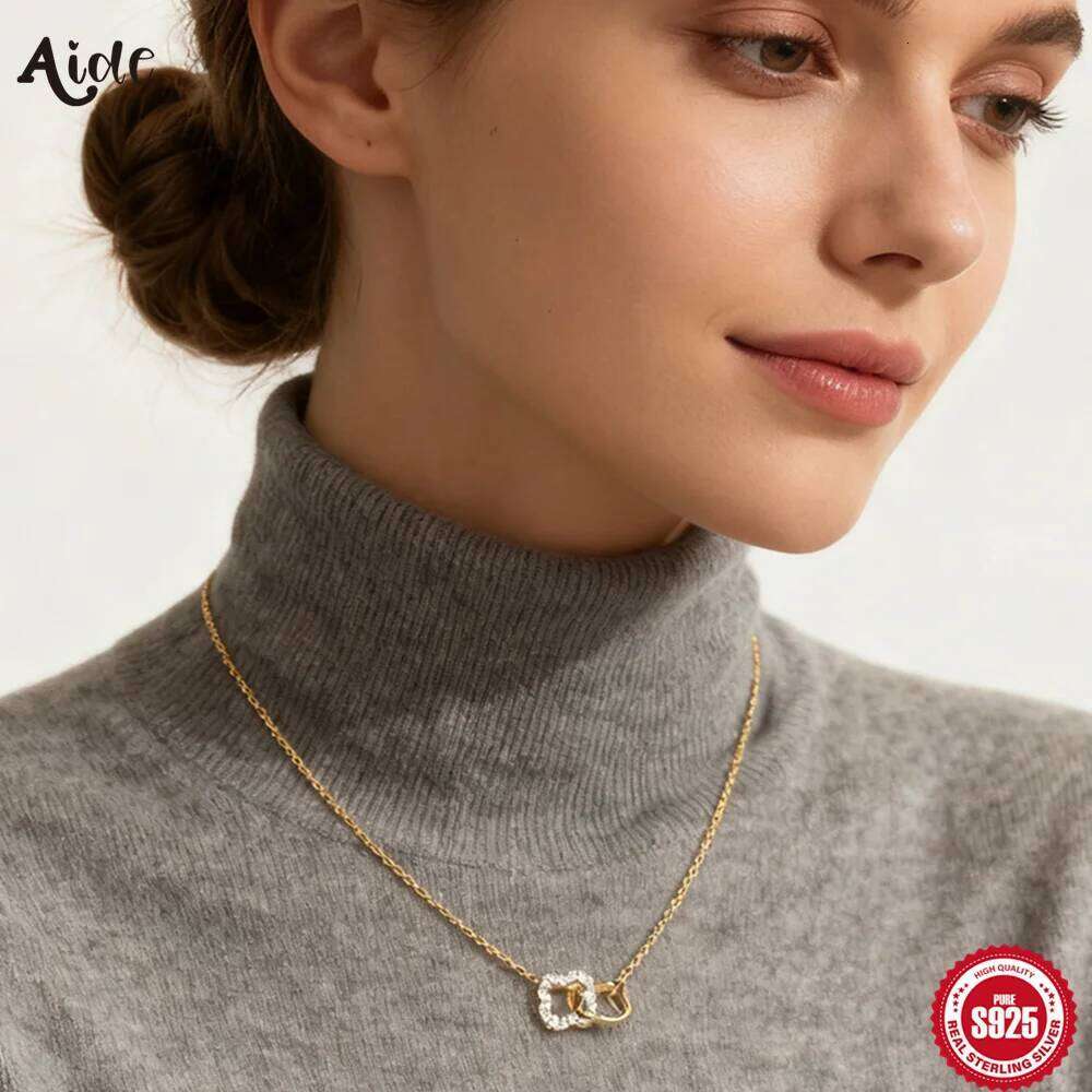 Aide 925 Sterling Silver Flower Zircon Necklace Station Necklaces for Women Lucky 4 Leaf Pendant Chokers Mecks collar Jewelry