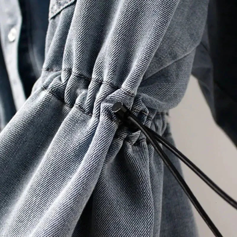 Spring Autumn Womens Denim Jacket Loose Long Sleeve Shirt Top Women Short Waist Cowgirl Coat Female 251229