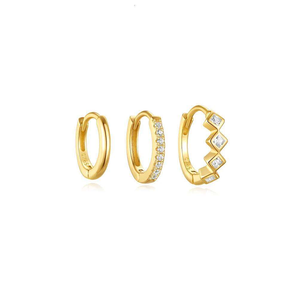 Aide 925 Silver Round Hoop Earring Women European and American Simple Zircon Earrings for Daily Wear Jewelry Anillos Set
