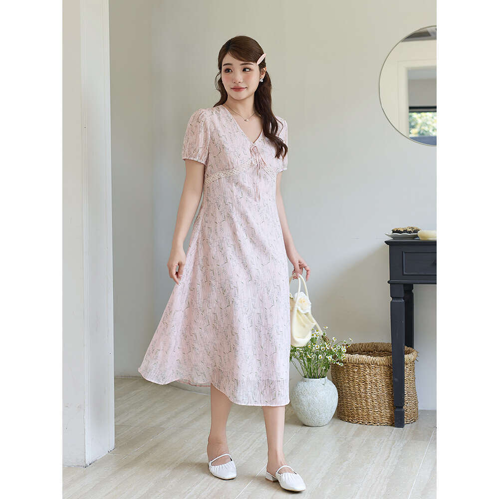 Elegant V Neck Lace Floral Off Shoulder For Plus Size Women Loose Fit Slimming Mid Length Dress Women S Luxury Clothing