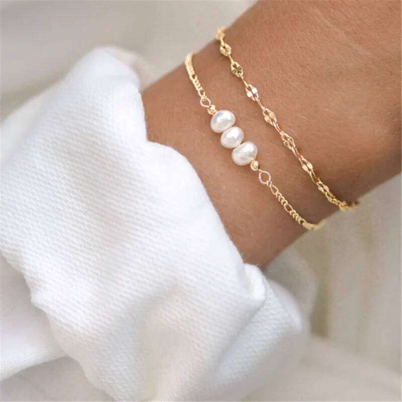 Aide 925 Sterling Silver Three Imitation Pearls Beads Bracelets For Women With Extend Chain Heart Charm Bracelet Jewelry
