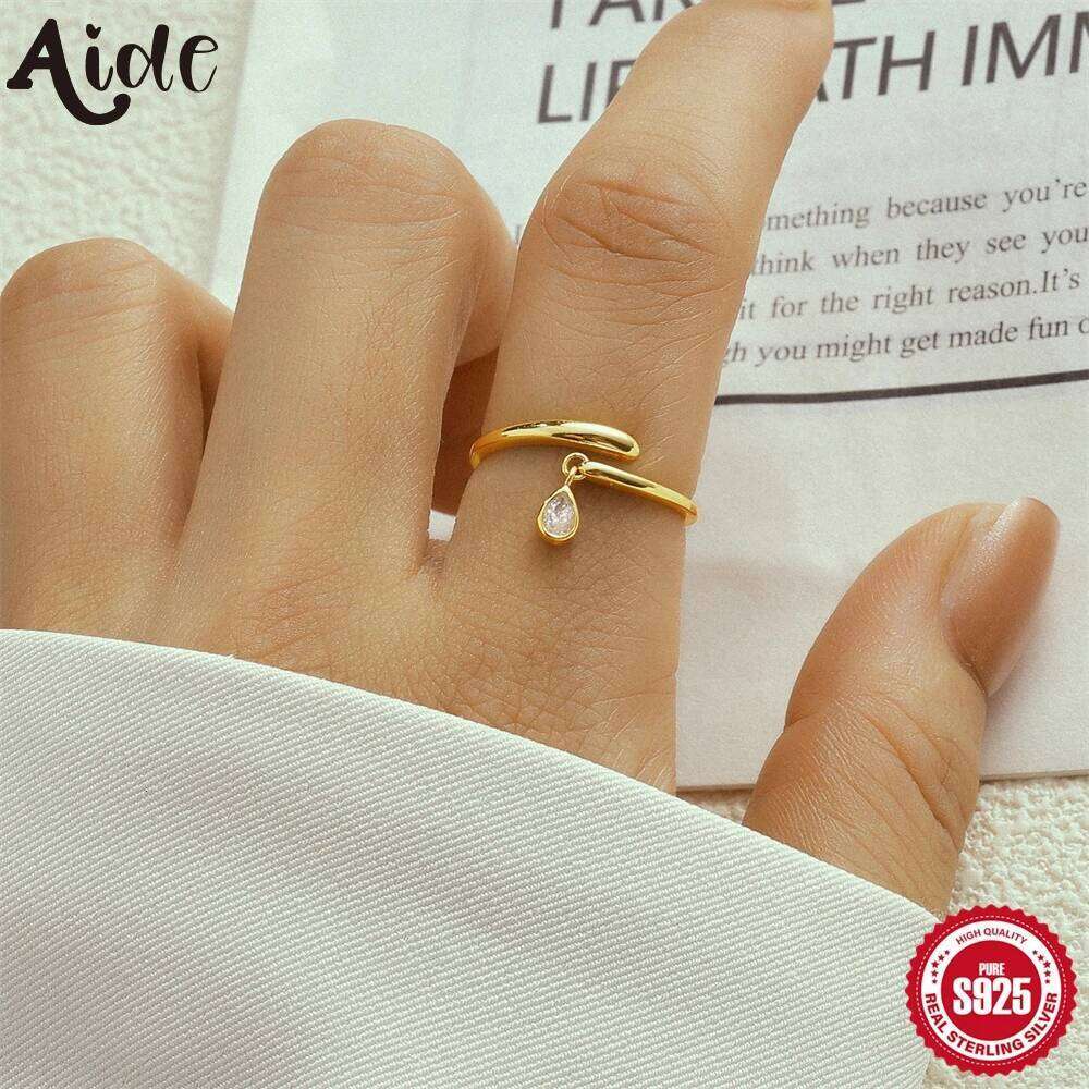 Aide 925 Sterling Silver Unique Simple Ring Women Fine Jewelry Finger Opening Vintage Handmade Rings Allergy For Party