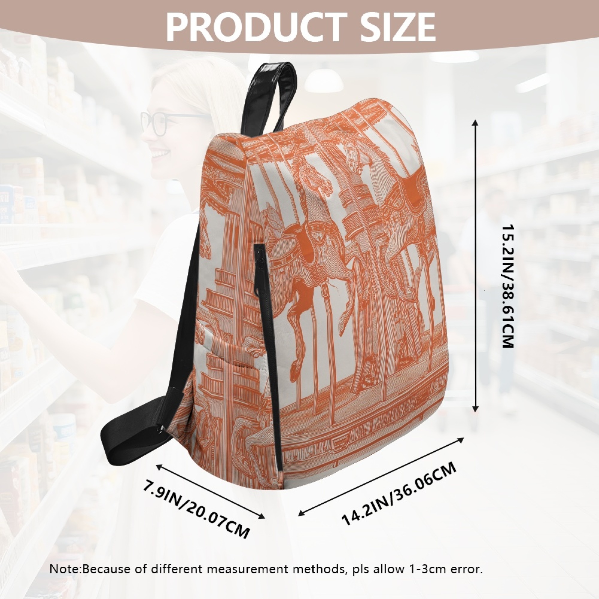 Custom H Designer Fashion Anti Theft Backpack Luxury Horse Pattern Unisex Full Print Backpack Laptop Bag Travel Bag H39