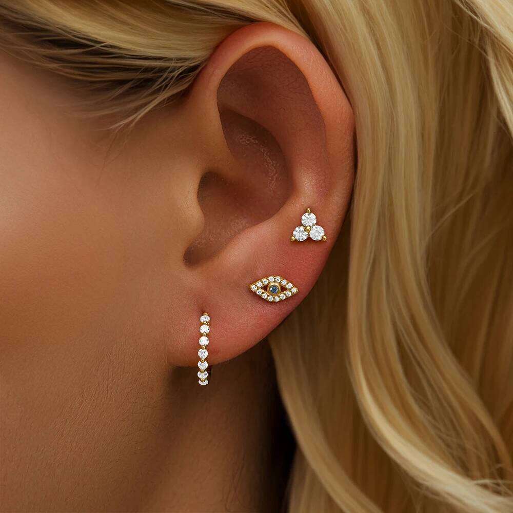 Aide 925 Sterling Silver Fashion Korea Micro-set Zircon Multi-layer Vertical Bar Geometric Earrings Temperament Exquisite Jewel