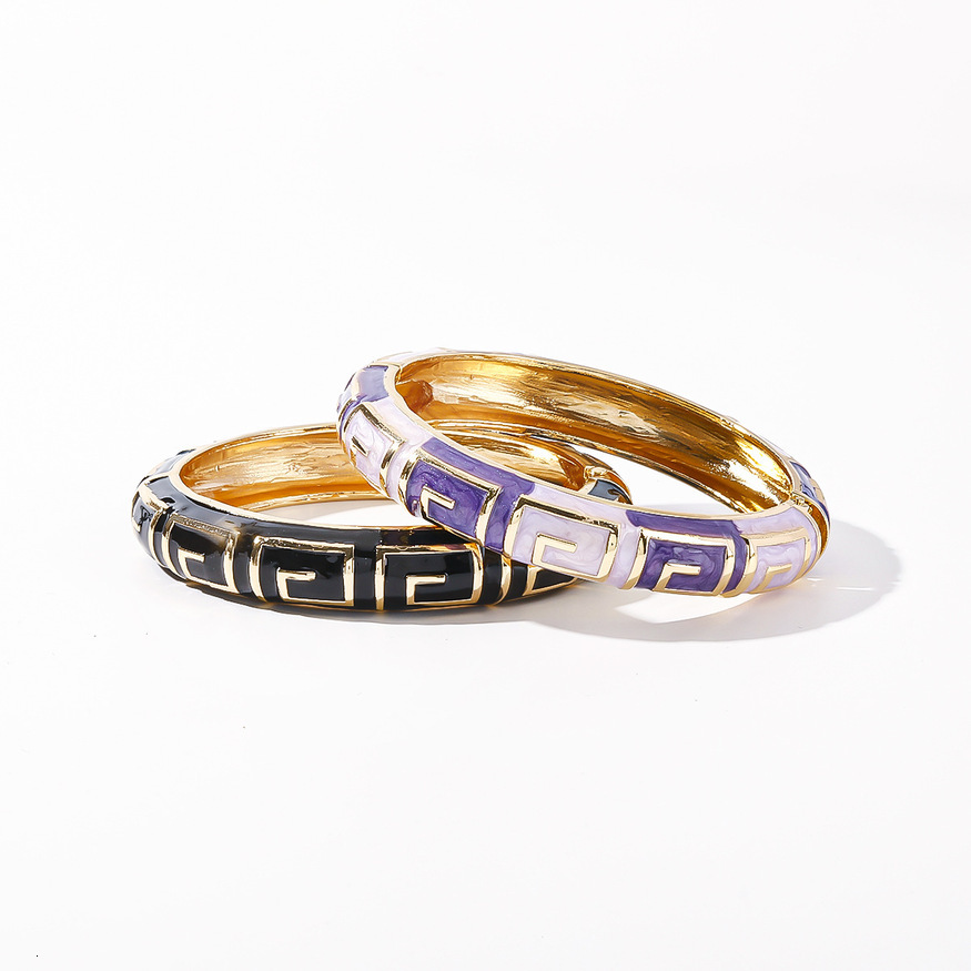 European and American Hot-Selling Retro Fashion Geometric Oil Drop Bracelet Enamel Color Glaze Large Version Women's High-End Versatile Jewelry