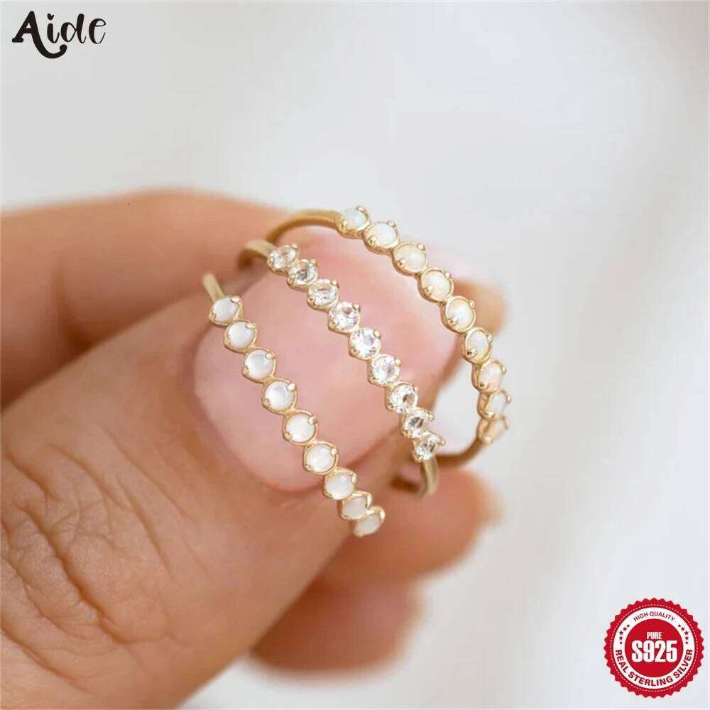 Aide Tiny Delicate Micro Pave Zircon Rings For Women 925 Silver Trendy Chic Crystal Daily Dating Women's Stackable Ring Jewelry