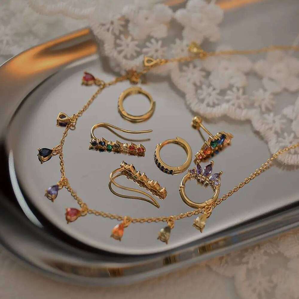 Aide 925 Sterling Silver Bohemian Colorful Crystal Stone Choker Necklace for Women Gold Chain Charm Handmade Jewelry Collars