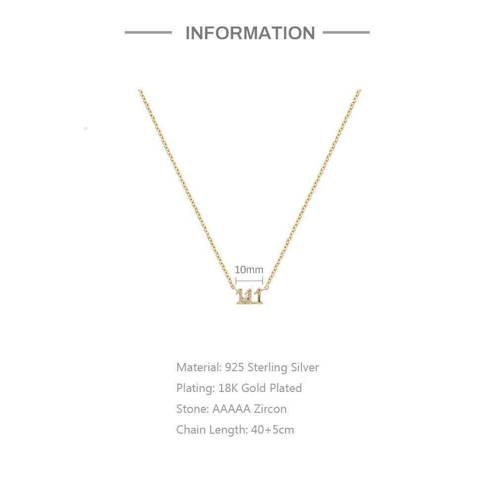 Aide 925 Sterling Silver Angel Number For Women Gift 111 333 444 777 Manifest Guidance Protection Luck Pendant Necklace