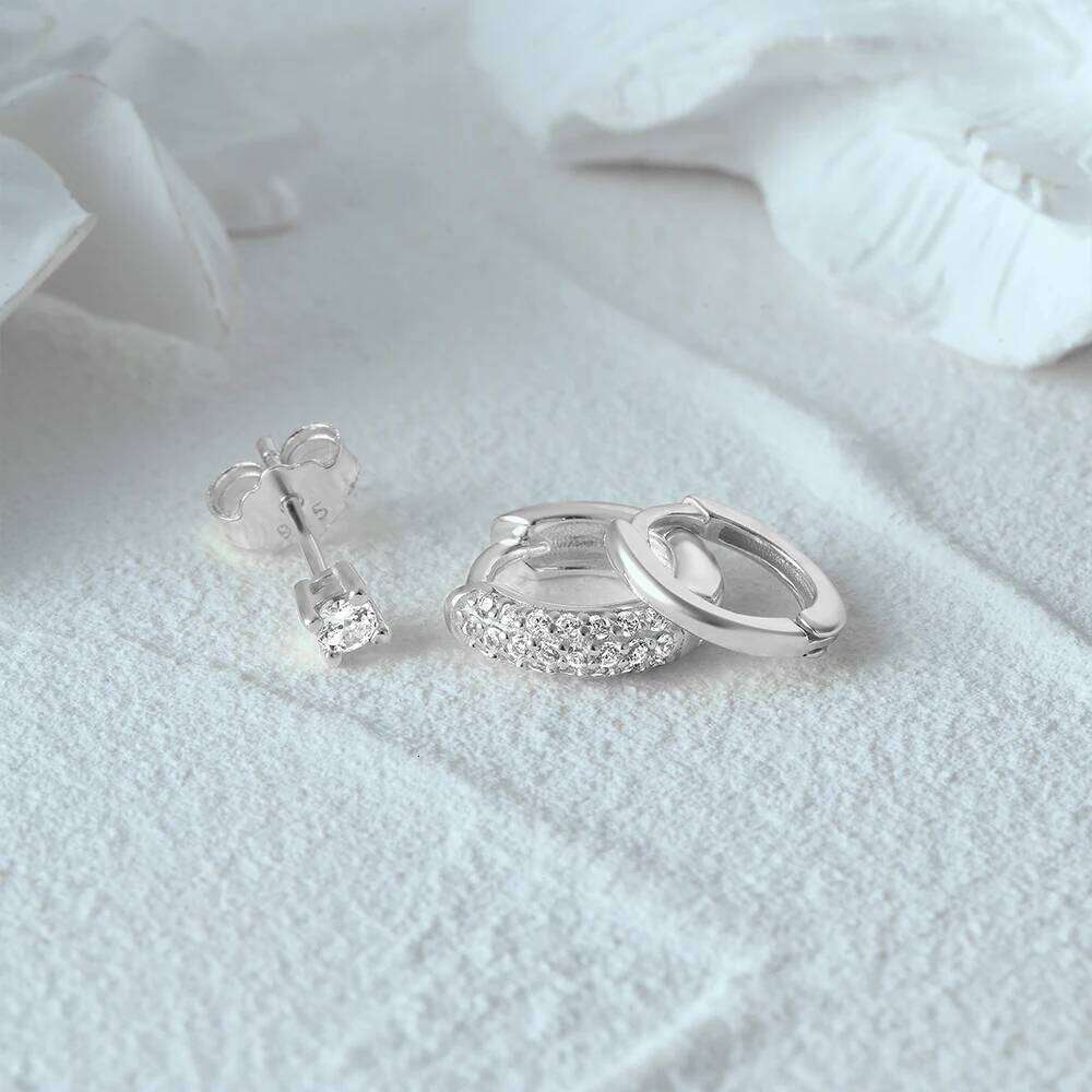 Aide Gold Stud Earrings Set Women 3pcs Huggie Hoop Stack for Multiple Piercing Hypoallergenic 925 Sterling Silver Jewelry