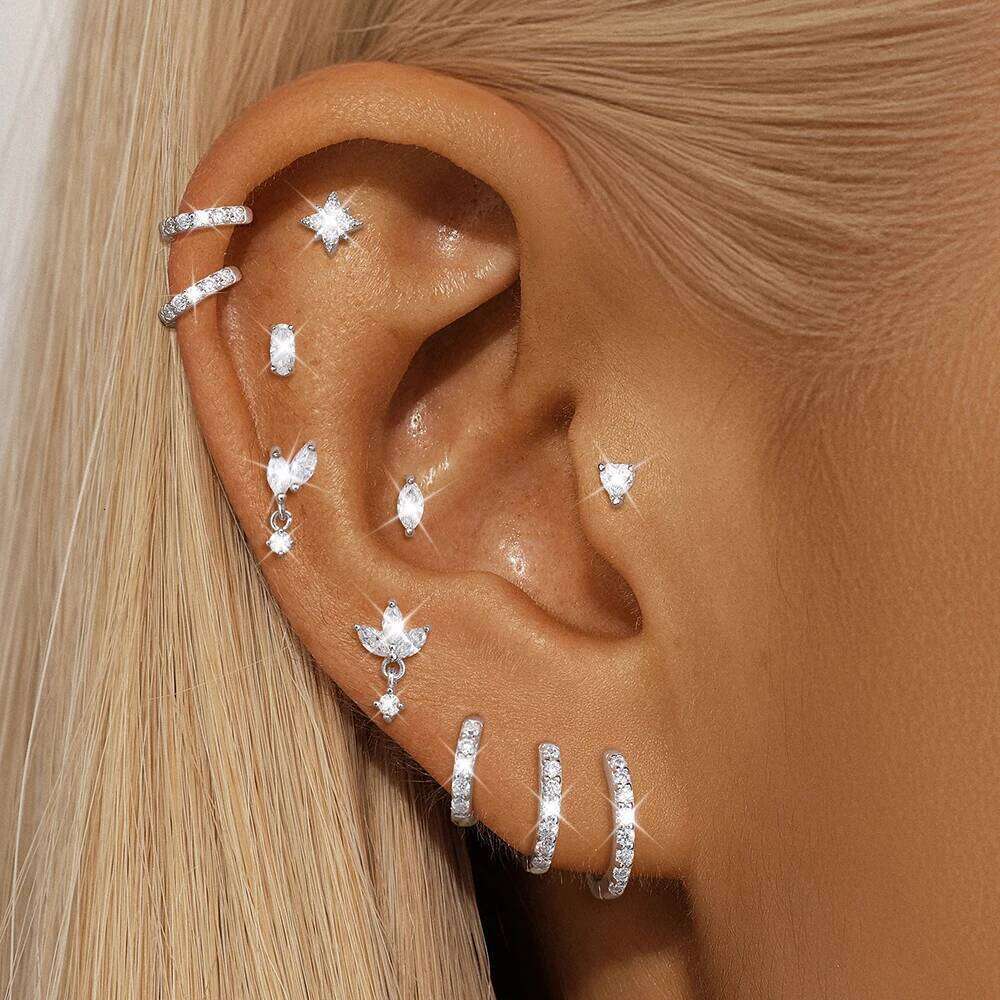 Aide 6/7/8/9mm 1pc Sparkling Moissanite 925 Sterling Silver Classic Shining Circle Hoop Earrings For Women Fine Jewelry