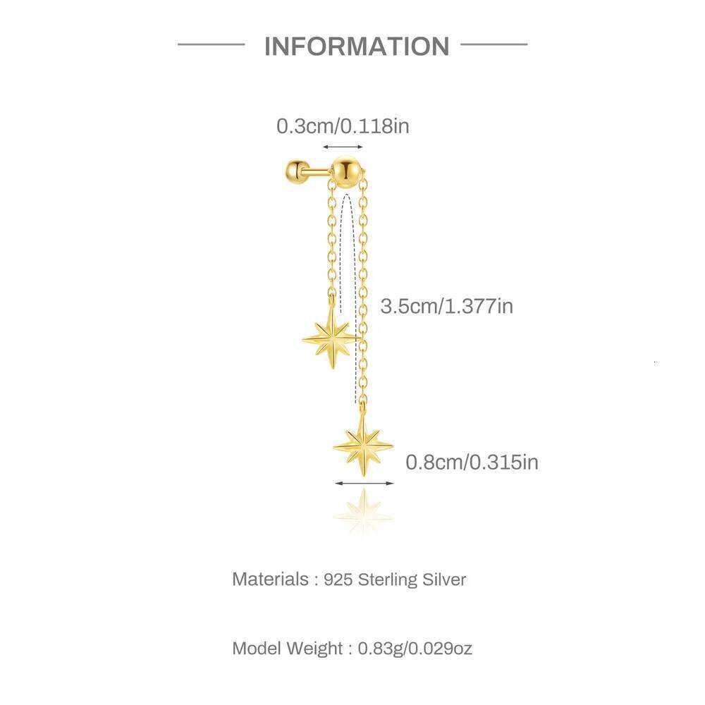 Aide 925 Sterling Silver Crystal Long Chain Tassel Ear Cuff for Women Girl Zircon Clip Earrings Elegant Piercing Party Jewelry