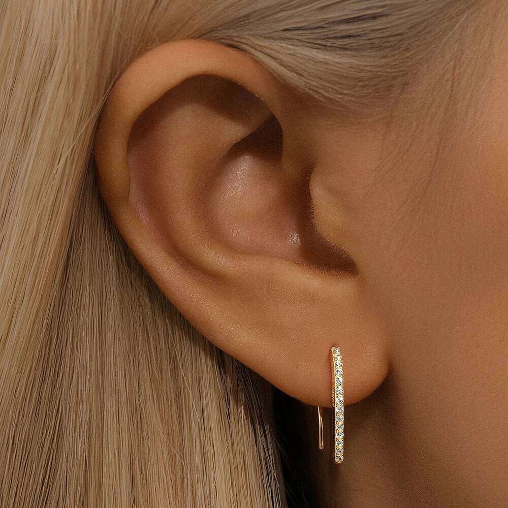 Aide 925 Sterling Silver Long Hook Clip on for Women Curved Climbing Ear Cuff Piercing Earrings Fashion Jewelry