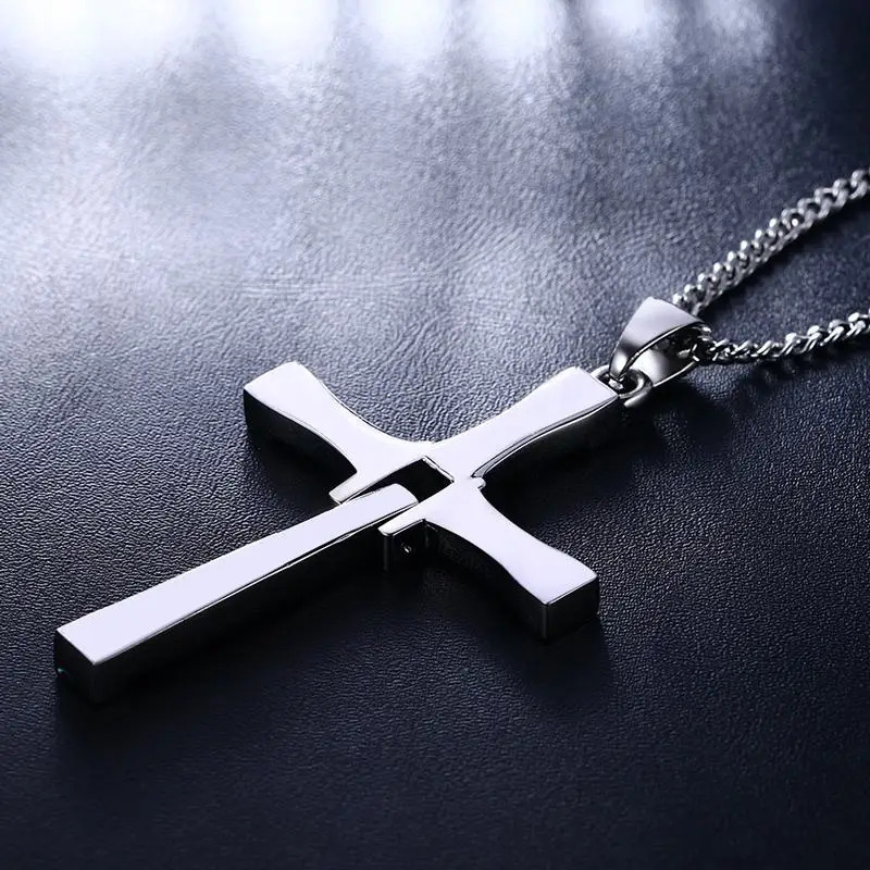 Vnox 316l Stainless Steel Cross Necklace Pendant The Fast and the Furious 8 Top Quality for Good Taste Male Gift 251230