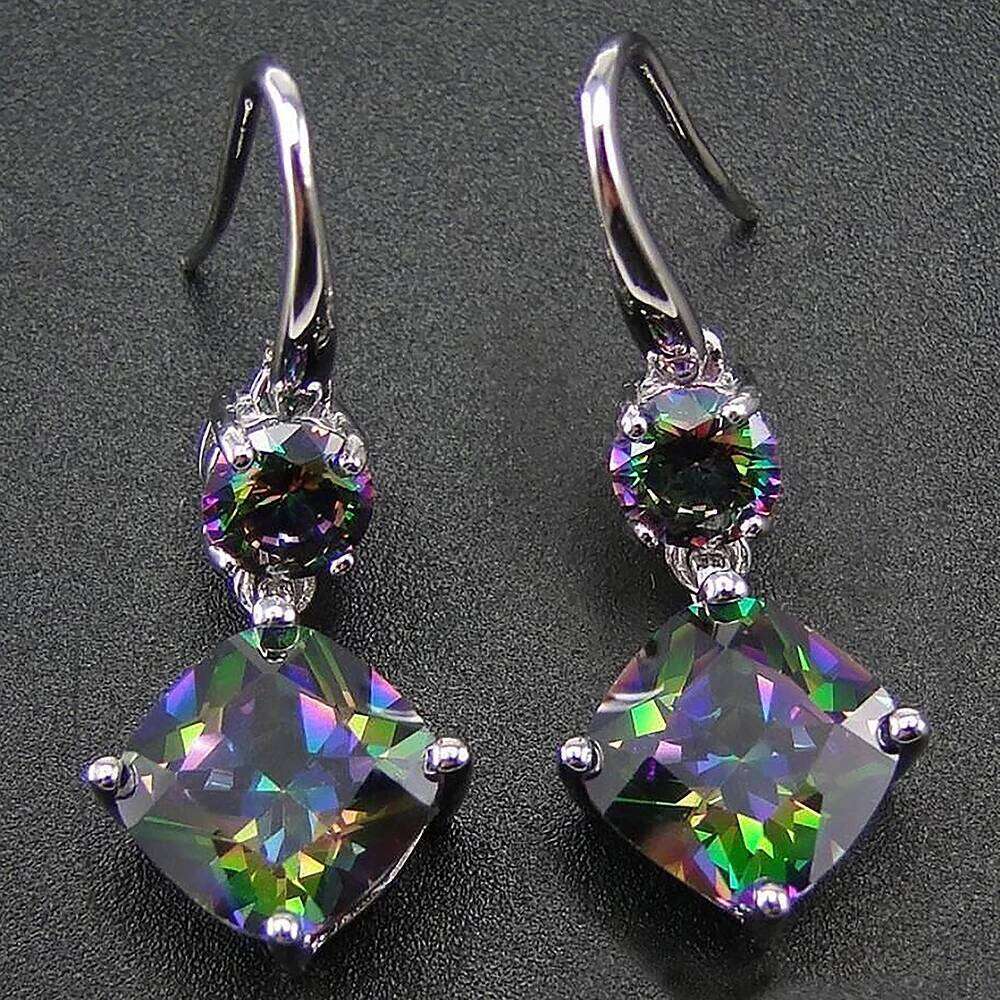 Huitan Multicolor Cubic Zirconia Women Drop Earrings Graceful Accessories for Evening Party Female Christmas Gift Luxury Jewelry