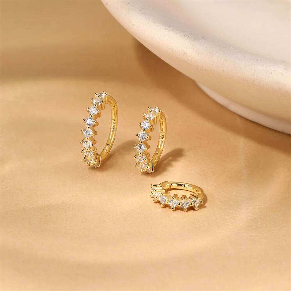 Aide 1 Piece S925 Sterling Silver Zircon Hoop Earrings Multi Size 6/8/10mm Crystal Cartilage Hoops for Women Fashion Jewelry