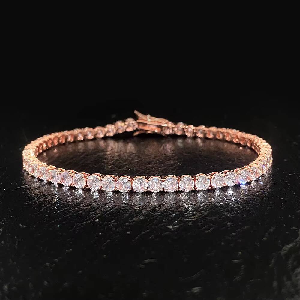 Iced Out Jewelry 925 Silver Rainbow Hip Hop Moissanite Diamonds Gold Plated 925 Sterling Silver Tennis Chain Bracelet